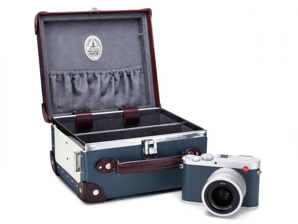 The Limited Edition Leica Q ‘Globe-Trotter’, available in Navy or Light Pink