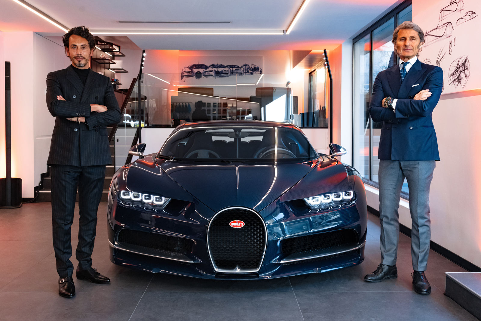 Bugatti’s new showroom in Paris features the new corporate design of the French luxury brand