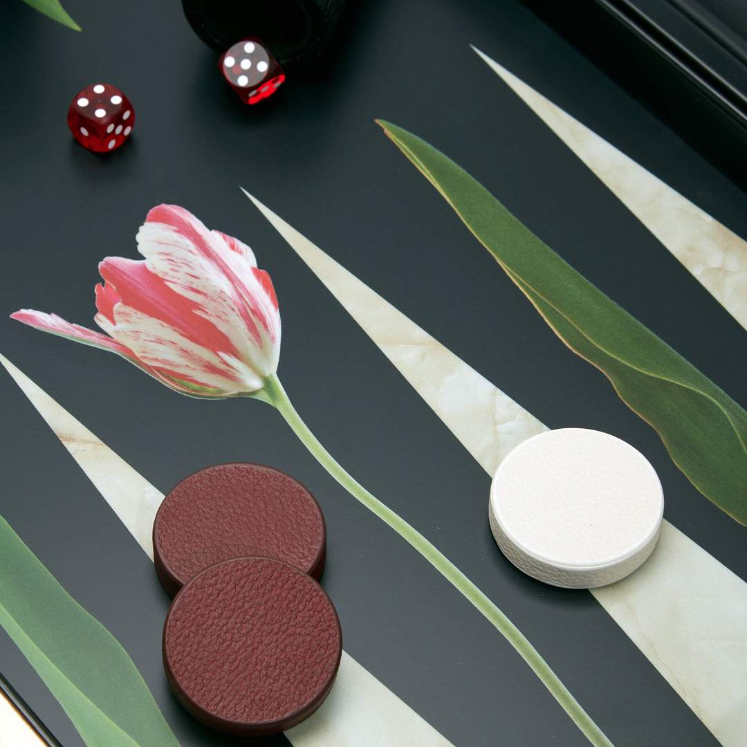 Alexandra Llewellyn’s enchanting Tulips backgammon board