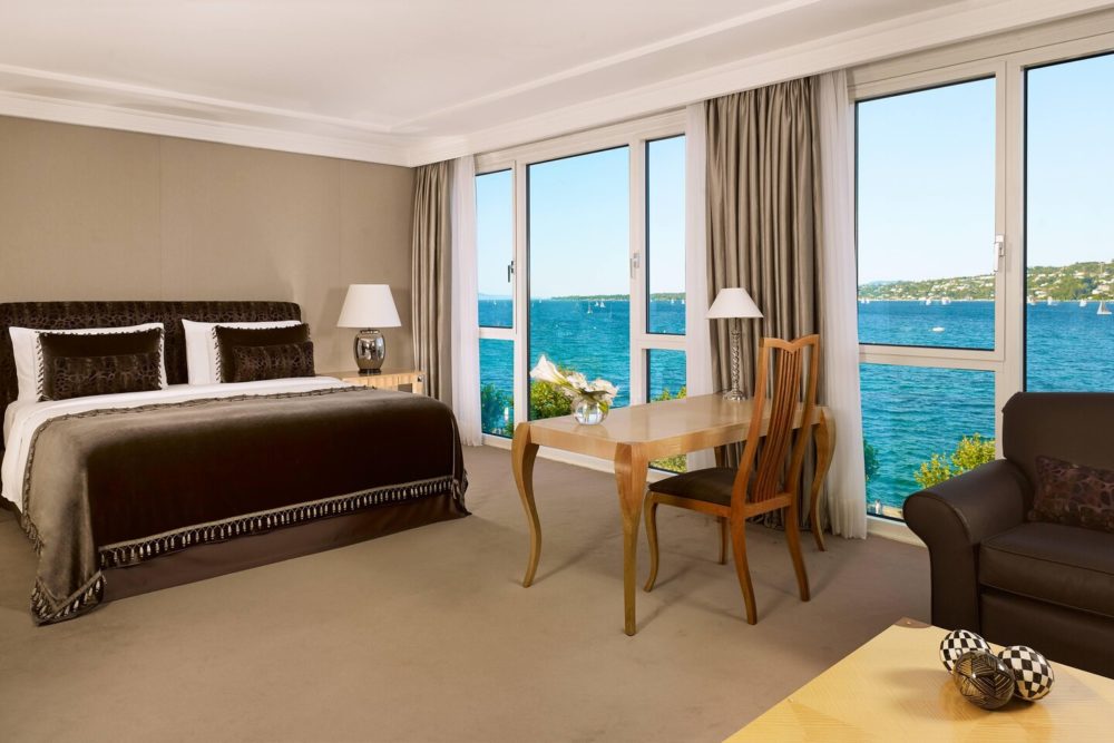Enjoy panoramic views over Lake Leman at The President Wilson Hotel in Geneva