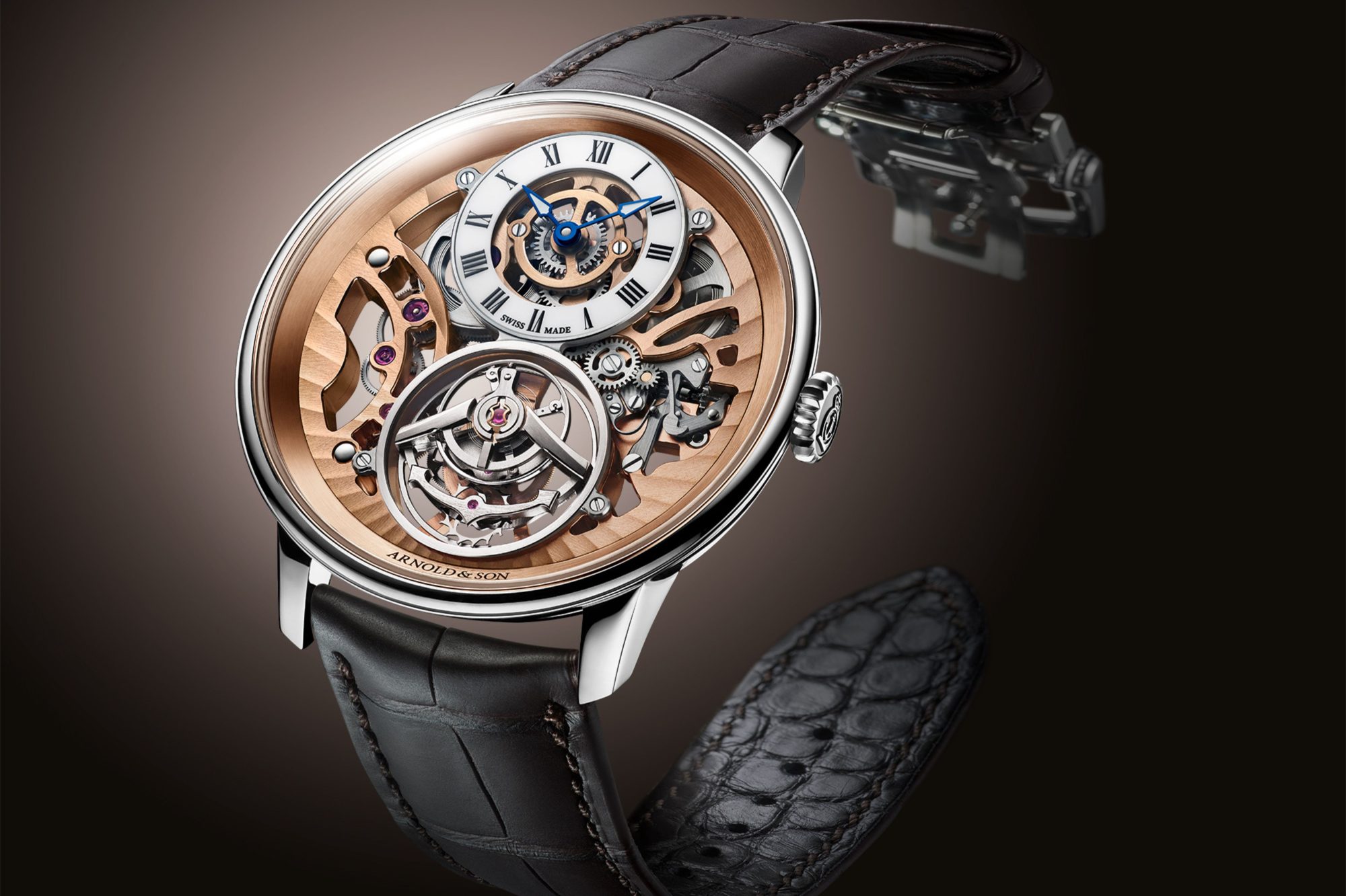 Arnold & Son Ultrathin Tourbillon Skeleton Platinum and Red Gold