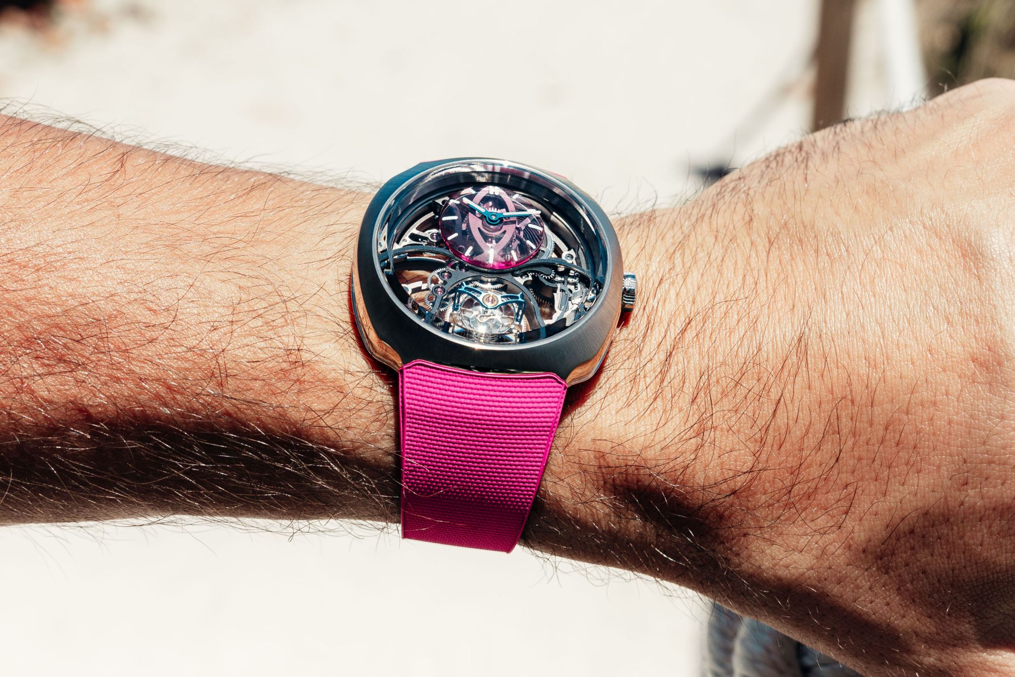 H. Moser & Cie. Streamliner Cylindrical Tourbillon Skeleton Alpine Limited Edition Pink Livery